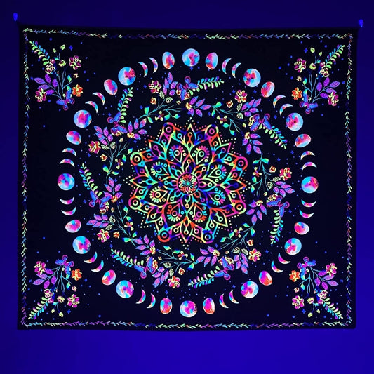 Mandala Phases UV Fluorescent Tapestry