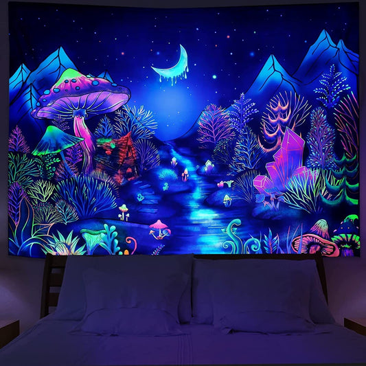 Psychedelic Night UV Fluorescent Tapestry