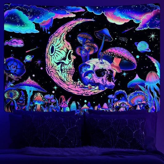 Fungi Moon UV Fluorescent Tapestry