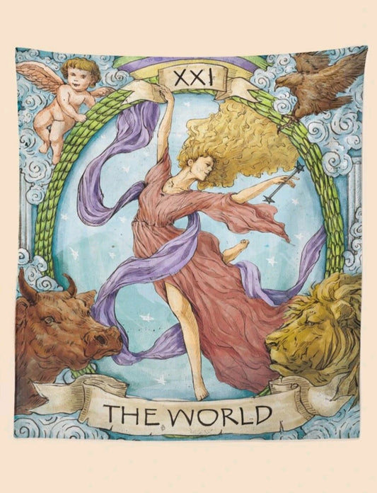 'The World' Tarot Card Tapestry