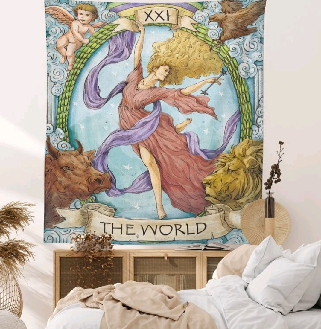 'The World' Tarot Card Tapestry